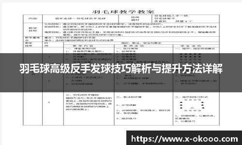 羽毛球高级反手发球技巧解析与提升方法详解